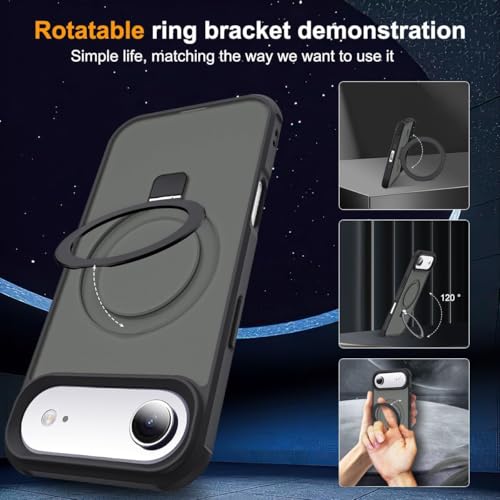 Image of iPhone 17 Air Magsafe Stand Case | Matte Design & 360 Protection | Military-Grade Apple iPhone 17 Air Cover | Ultra Premium - Black