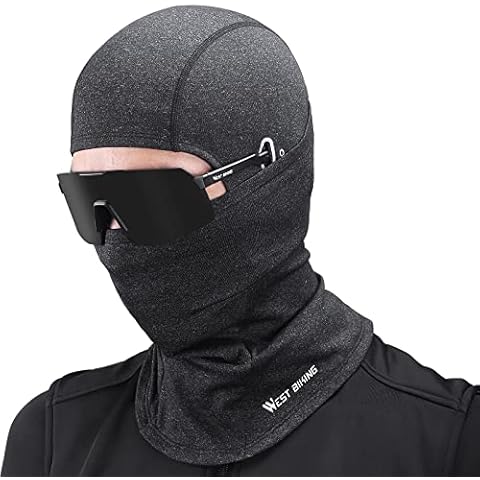 CHIMONA Motorcycle Balaclava Winter Balaclava Under Helmet Windproof Dustproof Ski Mask Balaclava with Glasses Hole for Men and Women for Running Skiing Snowboarding Outdoor Sports, Grau, One size-L Cover