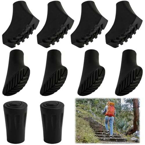 Annlpoy 10 stück Nordic Walking Pads Walking Stöcke Gummipuffer Hochwertige Gummipuffer für Asphalt, 11mm Durchmesser, für Wanderstöcke und Teleskopstöcke – Langlebig und Geräuschreduzierend
