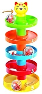 5 layer ball drop and roll swirling tower for baby and toddler development educational toys | stack, drop and go ball ramp toy set includes 3 spinning acrylic activity balls with colorful beads (b06xsqqk37)
