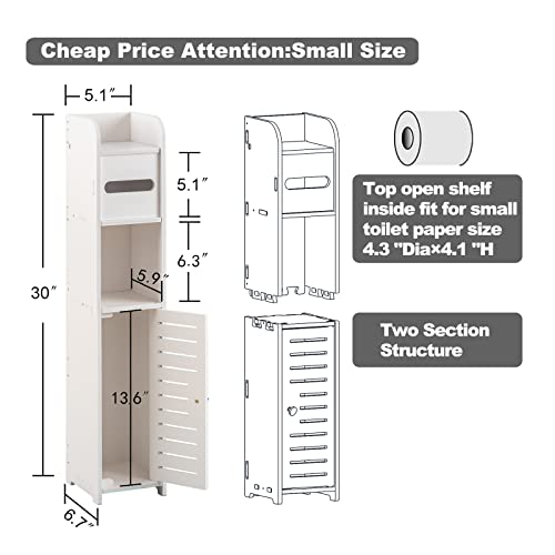 Bathroom Storage Cabinet,Small Bathroom Storage Cabinet Great For Toilet Paper Holder,Narrow Bathroom Cabinet-Over The Toilet Storage Waterproof For Small Spaces,White Bathroom Organizer By Aojezor #TOP5