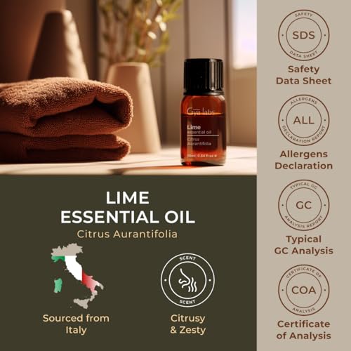 Image of 100% Pure Lime Essential Oil - 0.34 Fl Oz - Lime Oil for Hair, Skin, Diffuser, Aromatherapy & DIY Candle Making Scent