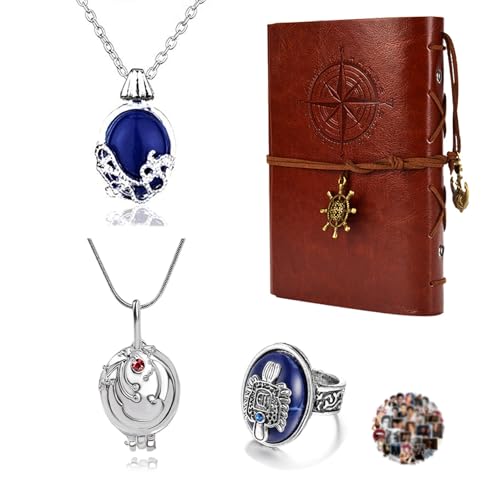 UoYu Lot de 24 bijoux vintage The Vampire Diar.s en cuir pour écrire, journal, carnet de nuit, Katherine Saphir, cristal, pendentif, bague de Damon, autocollants du film
