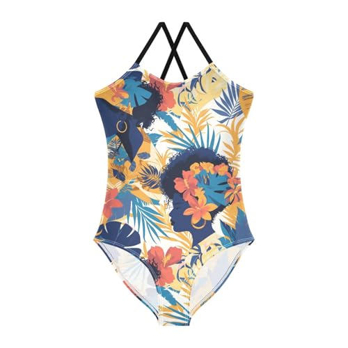 KLL Beautiful African Woman Toddler Girls 1 Piece Swim Suit Beach Swimming Suits Adjustable Shoulder Strap Cute