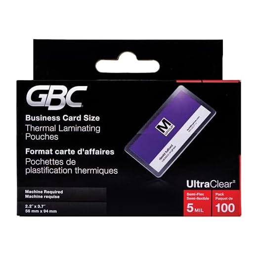 GBC Laminating Sheets, Thermal Laminating Pouches, Business Card Size, 5 Mil, HeatSeal UltraClear, 100 Pack (51005)