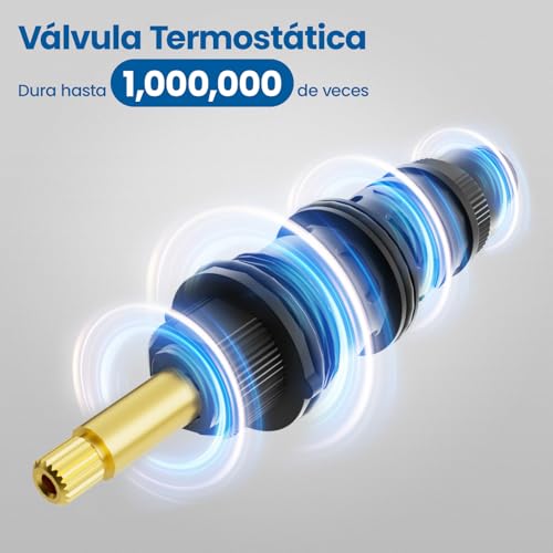 Miniatura 4 de Auralum Grifo De Ducha Termostático Con Bloqueo De Seguridad 38 C, Mezclador Antical Y Protección Antiquemaduras, Cartucho Termostático, Negra