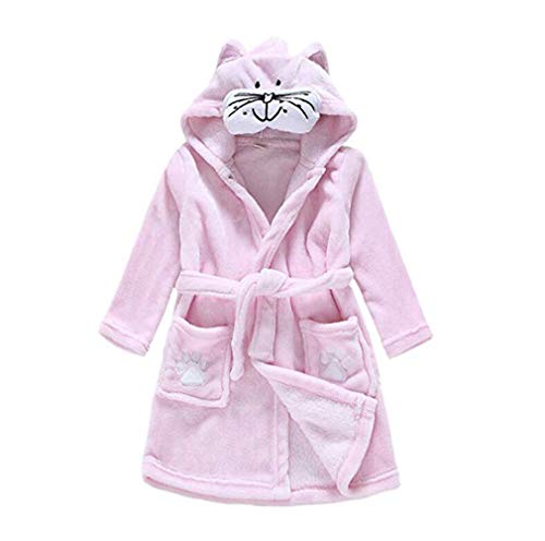 HAXICO Unisex Kids Soft Cartoon Flannel Bathrobe Baby Boys Girls Hooded Pajamas Dressing Gown
