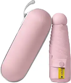 Guarda chuva de Bolso Ultra Compacto e Versátil – Mini Guarda-chuva Dobrável com Proteção UV, Leve e Portátil – Inclui Estojo Estilo Cápsula para Chuva e Sol