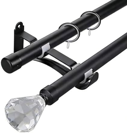 Wall Mounted Double Curtain Rod 28mm Aluminum Alloy with Cone Finials, Heavy-Duty Silent Rings, Strong Load Bearing for Layered Curtains in Living Room & Bedroom (250CM)