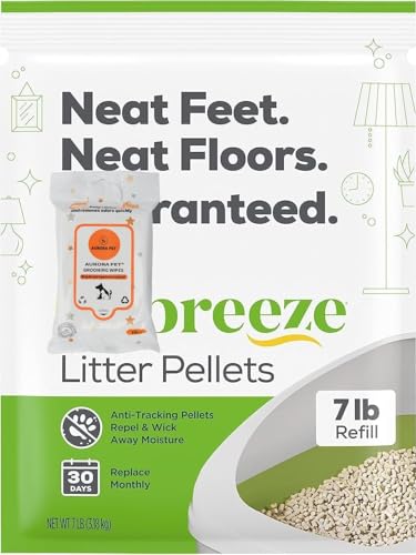 Tidy Cat Breeze Cat Litter Pellets Refill (7 lbs) with Aurora Pet Wipes
