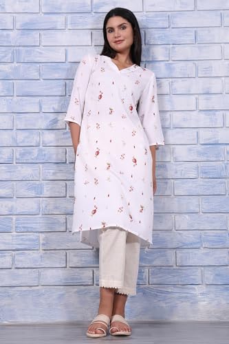Image of W for Woman Schiffli Embroidered Straight Rayon Kurta