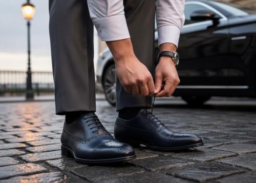 Image of X6426 Brown Leather Oxford Shoes for Men - Premium Handmade Full-Grain Leather, Non-Slip Sole, Luxury Comfort & Timeless Classic Design