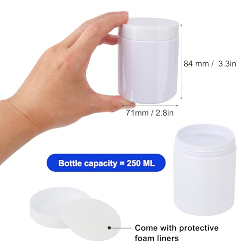 48 Pack 8 OZ White plastic Jars with White Lids, Empty Plastic Mason Jars, Plastic Cosmetic Jars with Lids for Cream, Body Butters, Moisturizers, Candy, Beads, Samples2