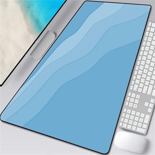 Suneve Muismat lijn blauw, wasbare grote muismat, 27,5 x 15,7 x 0,06 inch XXL gaming muismat, antislip rubberen basis, waterbestendige toetsenbordpad voor computers, laptop, kantoor en thuis