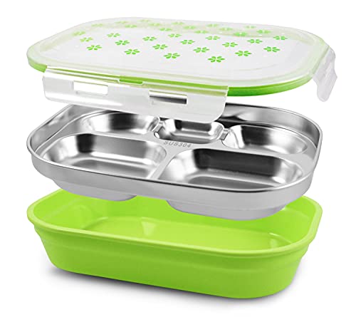 MARMITA POTE FITNESS COM 5 COMPARTIMENTOS PARA ALIMENTOS REFEIÇÃO AÇO INOX JACKI DESIGN VERDE