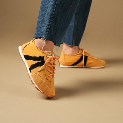 Image of Theater Fuji Casual Sneakers in Suede for Women | Stylish Flat Lace-Up Shoes | Lightweight Comfortable Footwear with Cushioned Insole