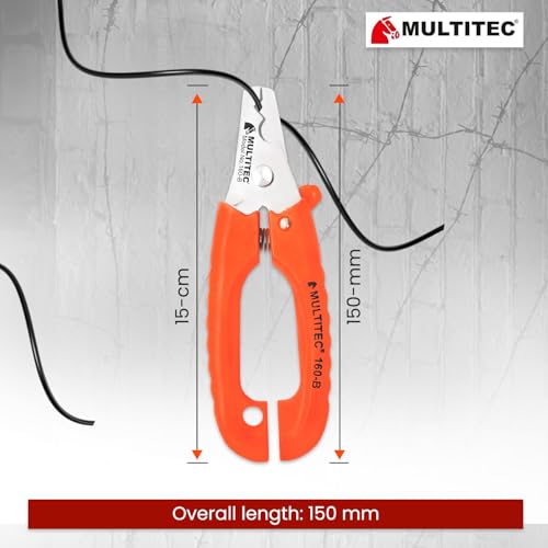 Image of MULTITEC 160-B Wire Cutter & Stripper | 2-in-1 Stainless Steel Electrical Hand Tool for Home & Industrial Use | Manual Wire Stripping & Cutting Tool with Safety Lock and Comfortable Grip