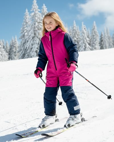 Image of Owntop Kids Snowsuit One Piece | Waterproof Ski Suit | Warmth & Comfort | Girls Boys Snow Jumpsuits for Skiing Snowboarding
