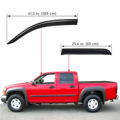 Lightronic Extra Durable Outside-Mount Auto Vent Window Visor, Fits 2004-2012 Chevrolet Colorado & GMC Canyon, Crew Cab Pickup, UV Protection Rain Guard, Original Wind Deflector, Dark Smoke, 4-Pcs by Lightronic - Used condition - Image 3