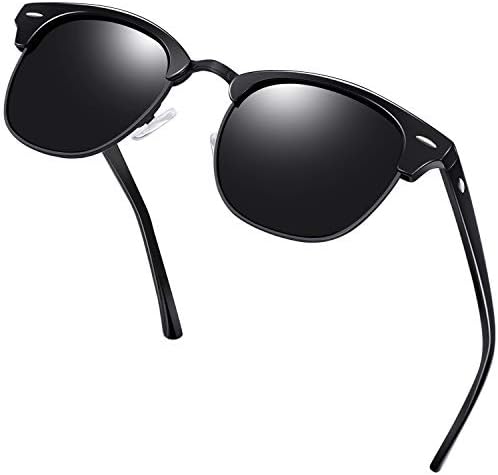 KANASTAL High Protection UV400 Semi Rimless Polarised Sunglasses for Women Men, Retro Classic Sunglasses with Half frame