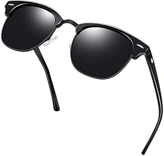 KANASTAL High Protection UV400 Semi Rimless Polarised Sunglasses for Women Men, Retro Classic Sunglasses with Half frame