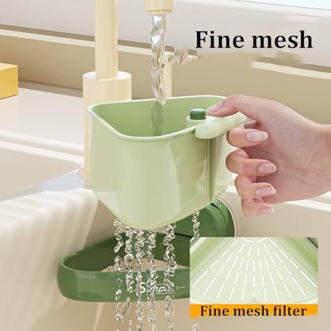 2025 New Suction Cup Sink Corner Rack, Corner Sink Strainer, Food Waste Catcher for Sink, Corner Baskets Triangle Storage (Green+Green)