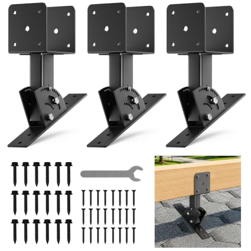 YSJWAER Roof Rise Bracket Patio - Upgrade Heavy Duty Pergola Roof Riser Beam Brackets Adjustable Angle Support for 4x4/4x6 Lumber 3Pcs