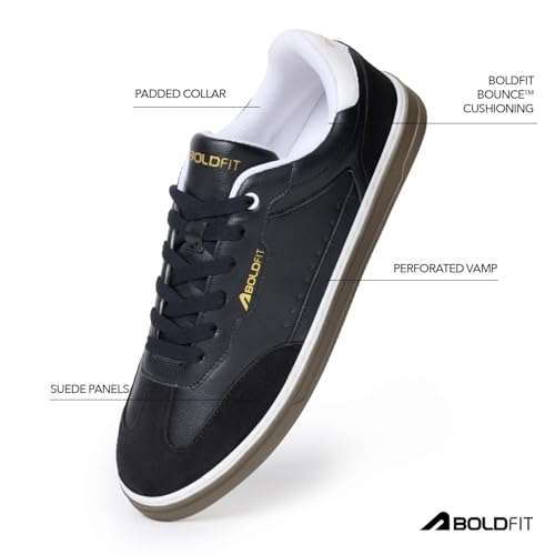 Image of Boldfit Sneakers for Men Casual Stylish Sneakers for Man with Premium PU Leather Upper, Cushioned Insole, Padded Collar, Breathable Lining & TPR Grip Sole Everyday Wear Shoes for Men Klunys Elite