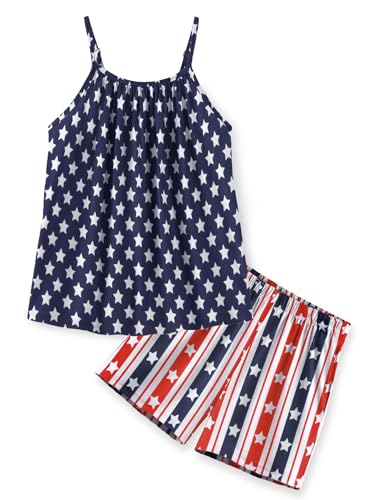 Image of Arshiner Toddler Kids Summer Clothes 2 Piece Tank Top and Shorts Set | Girl Summer Clothes 2 Piece Loose Spaghetti Strap Tank Top and Short Set Kids Clothing Sets with Pockets
