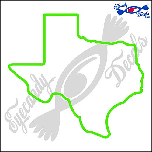 Image of Texas State Outline 6 INCH Decal Sticker Lime Green