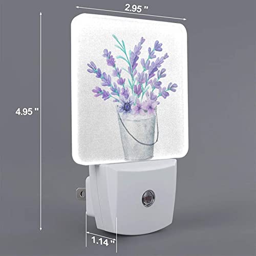 Image of Plug-in LED Night Light, Purple Tulip Hope Flowers Set of 2 Dusk-to-Dawn Auto Sensor Decor Lamp