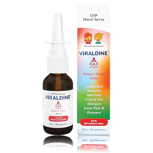 VIRALDINE 0.5% Povidone-Iodine Nasal Spray Rapid Relief Formula Helps with Daily Congestion 100 Applications 30ml