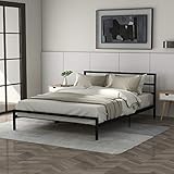 metallbett 200x200 gebraucht Robustes Metallbett:Der pflegeleichte pulverbeschichtete Stahlrahmen und die gebogenen Sperrholzbettlatten machen das Schlafen sicherer