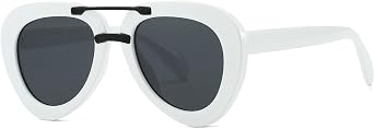 Trendy Pilot Sunglasses with Earring for Women Fashion Round Sun Glasses UV400 Protection Designer 2025 Ladies Shades