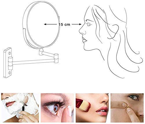 Miroir de Maquillage Mural 20cm Double Face Extensible 3X pour Rasage - 3