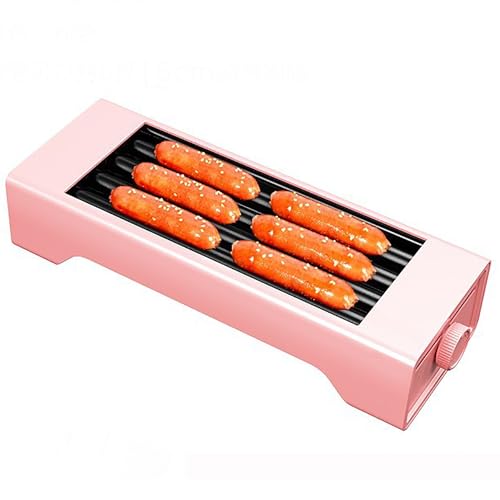 Hot Dog Roller Machine with 4 Non-Stick Rollers - Sausage Grill Cooker with Temperature Control for Even Baking - Ideal for Kitchen and Restaurant Use