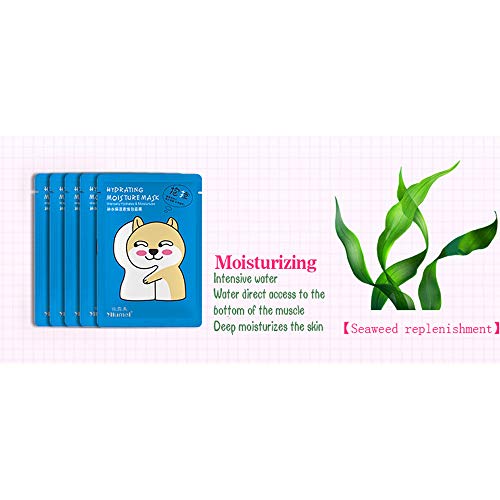 Natural Hydrating Repair Full Face - Facial Treatment Mask Sheet Skin Care - Cute Shiba Inu - 28ml. each (Hydrating Moisture - 5 Pack)