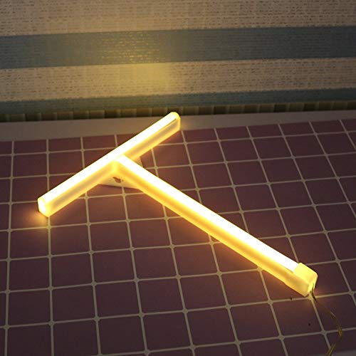 Image of ENUOLI Neon Letter Lighting up Words Neon Sign Alphabet Letter Sign(T) | Battery /USB Operated LED Marquee Word Neon Lamps Party Accessories Wall Hanging Decor for Birthday Wedding Party Bar Bedroom