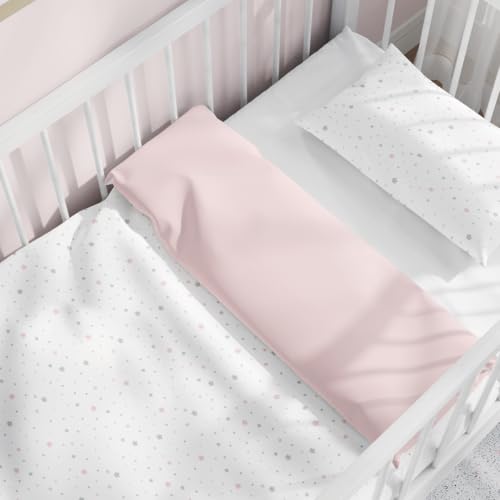 Pirinins Funda Nordica Estrella Rosa Reversible para Maxicuna Bebe de 70x140 cm Algodón 100% Organico Prevenir Alergia Dormitorio Manta Decorativa Ultra Suave Colección Premium