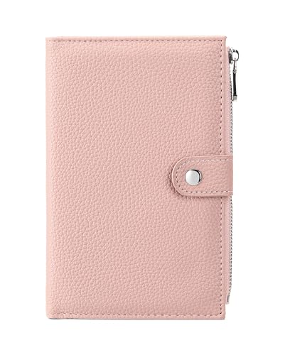 Passport Holder for Women Leather Passport Wallet for Travel RFID Blocking Passport Wallet Credit Card Holder with Zipper Pocket