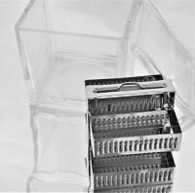 Glass Microscope Slide Staining Jar, Lab Dish with Cover, Dry or Storage with Rack, 30 Positions