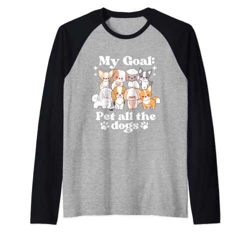My Goal Pet Todos los Perros Divertido Amante De Perros Linda Vintage Camiseta Manga Raglan