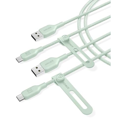Anker Cable Bio-Briaded, Durable USB A to USB C Charger Cable for Samsung Galaxy Note Series, LG V30 (2 Pack, 6FT, Black)