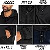 Style It Up Unisex Mens Ladies Water Resistant Plain Raincoat Kagools Jacket Hooded Cagoule (Black, 5XL) #4