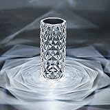 Artesanía de precisión: la lámpara de mesa de acrílico tiene un aspecto suave. Los diamantes cortados de la gama cuadrada reflejan las rosas brillantes de los diamantes, mostrando el encantador efecto de luz y sombra, lujoso y generoso.
