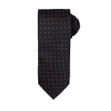Material: 100% poliester. Premier - Corbata formal con estampado de lunares pequeños para hombre (Talla Única) (Negro/rojo)