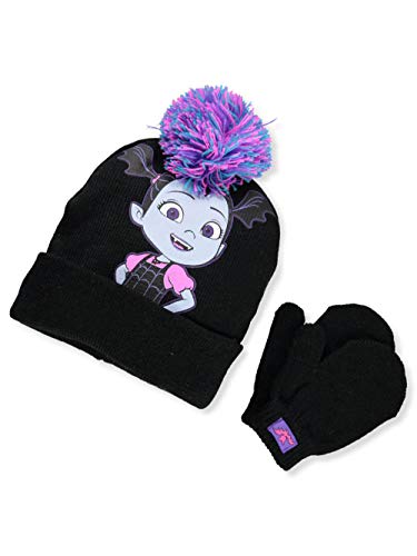 Image of Disney Vampirina Big Girls' Beanie & Mittens Set - black/purple, one size