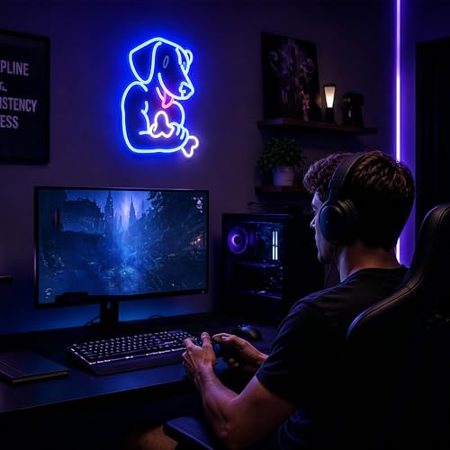 Image of Dog Neon Sign for Wall Decor Light Up Sign Gym Led Signs for Room Party Home Wall Decor USB Powered