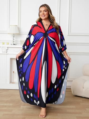 Image of Kaftan Dress for Women - Plus Size Caftan Maxi Beach Dress Moo Moos Loungewear, Swimsuit Cover Up for Beach, Pool or Vacation