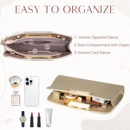 Image of VASCHY Clutch Purse for Women,Fashion Vegan Leather Cut-Out Handle Evening Handbag Crossbody Shoulder Bag for Wedding,Party
